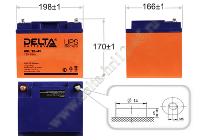 Габариты акб Delta HRL 12-45